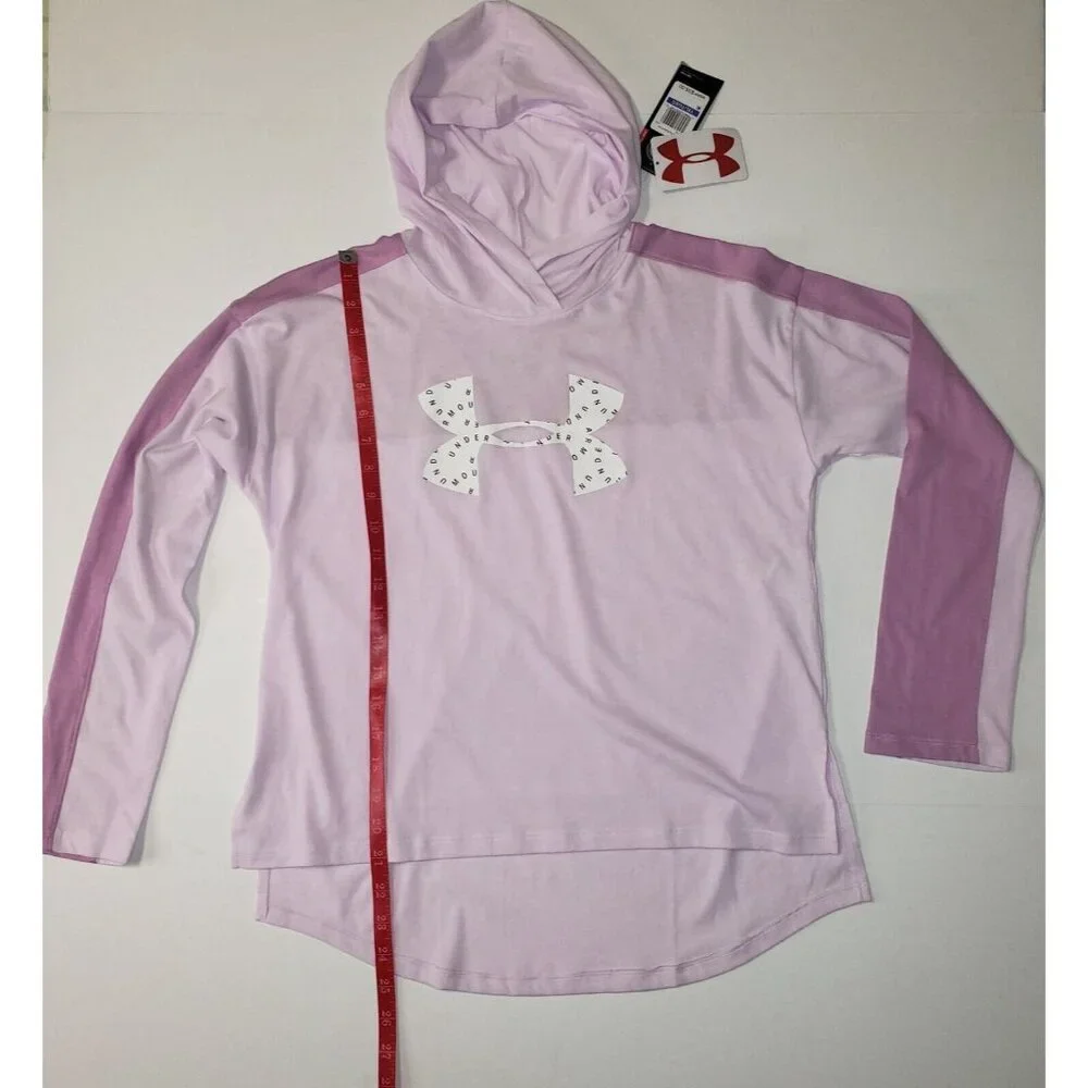 Under Armour Favorite Jersey Hoodie Girls' XLarge Purple & White Logo Athleisure - Picture 6 of 16